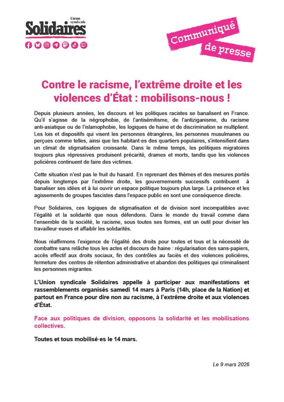 Appel 14 mars 2026