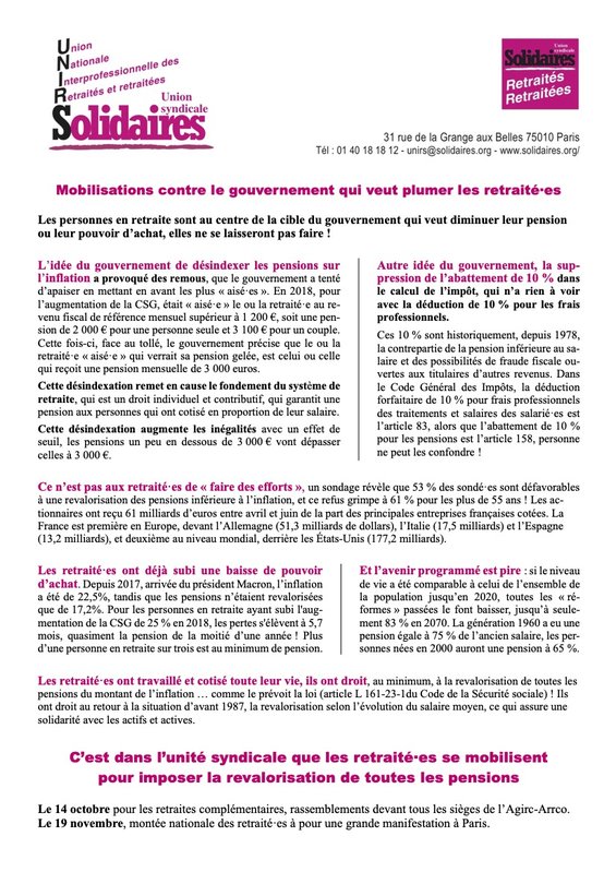 2026 - 9 - 15 - Mobilisations contre le gouvernement qui veut plumer les retraités