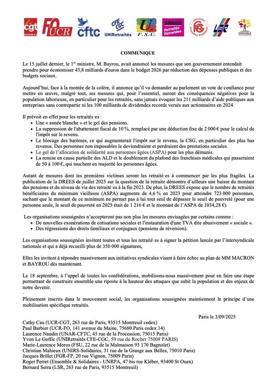 COMMUNIQUE G9